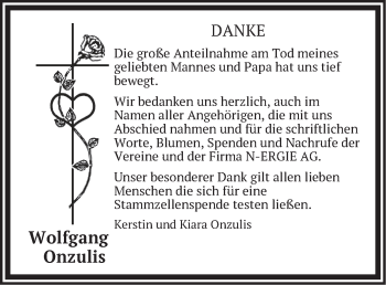 Traueranzeige von Wolfgang Onzulis von Pegnitz-Zeitung